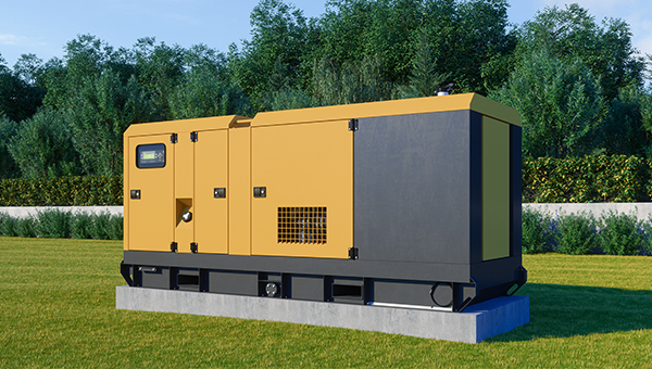 Backup generator in a grassy area Backup generator in a grassy area