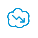 Cloud with downward arrow icon blue