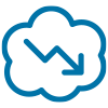 Cloud with downward arrow icon blue