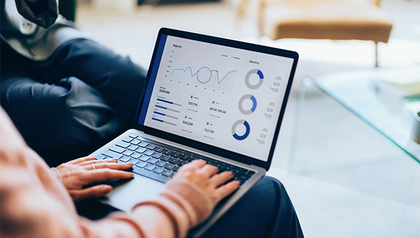 Energy analytics on a laptop screen