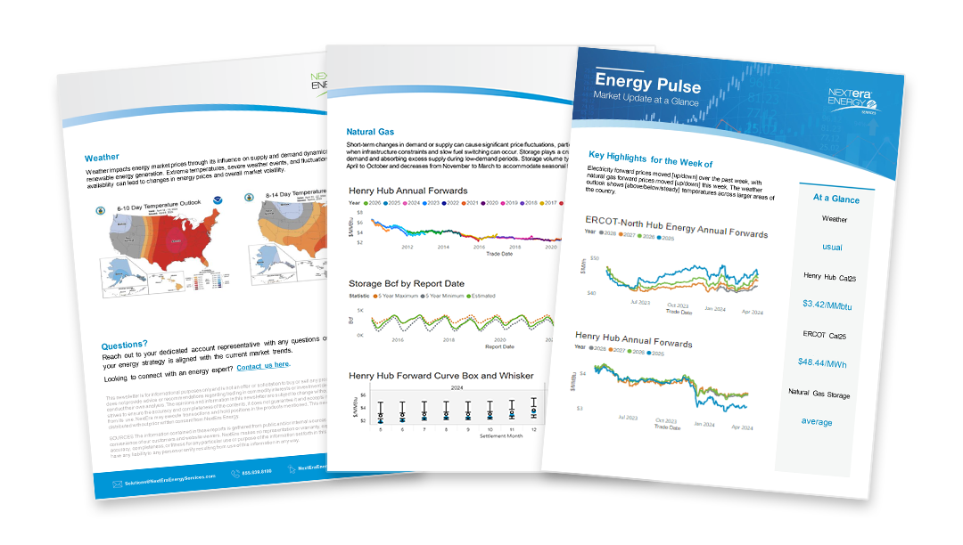 Energy market fanned graphic