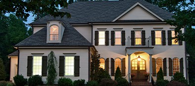 house with lights on