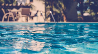 Swimming pool in backyard with