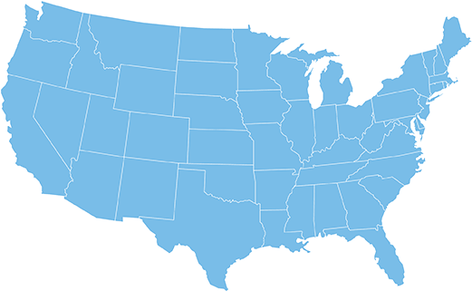 Blue map of the U.S.