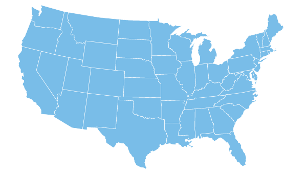 Blue map of the U.S.